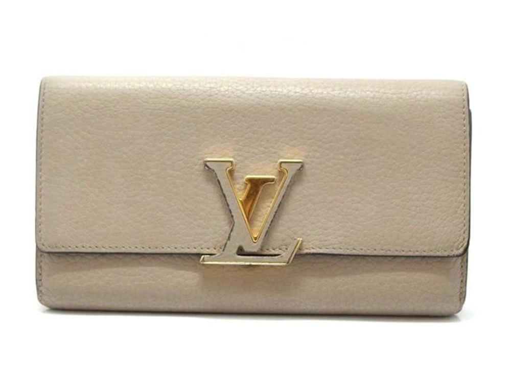 LOUIS VUITTON Zip Long Wallet Portefeuille Capucines Taurillon Galet